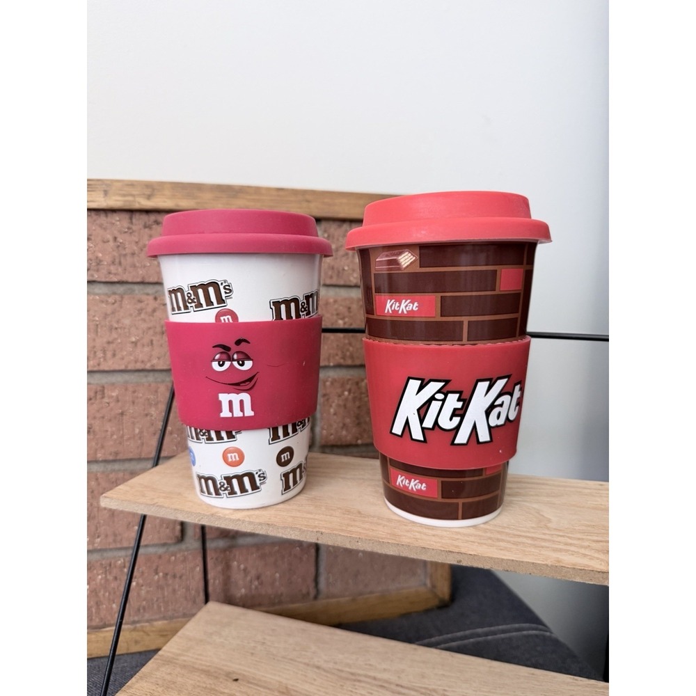 M&M And Kit Kat Travel Mugs With Sleeve